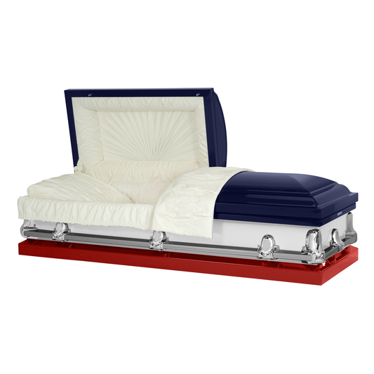 Custom casket with USA Colors