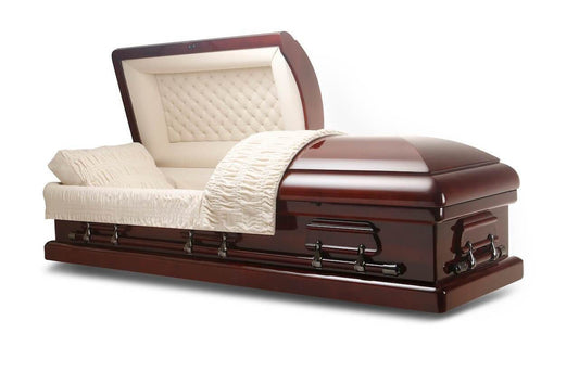 Kensington (Solid Mahogany) | Mahogany Wood Casket with Satin Mahogany Finish
