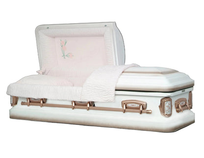 Matriarch (Made in USA) | White Steel Casket with Pink Interior