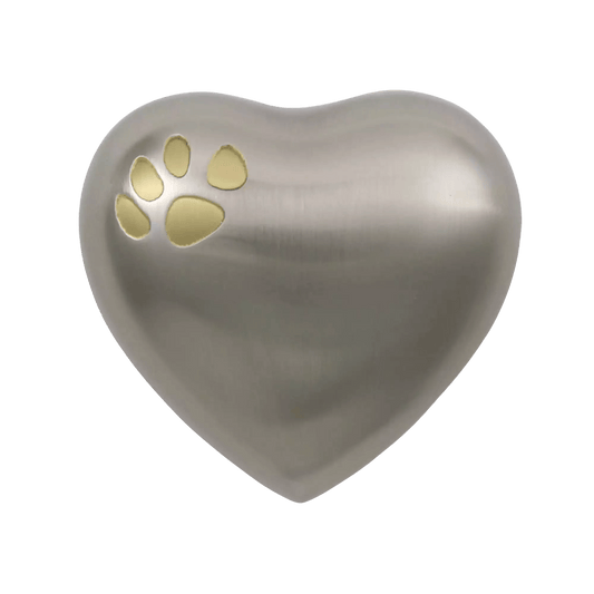 Odyssey® Paw Pewter Heart Shaped Pet Urn