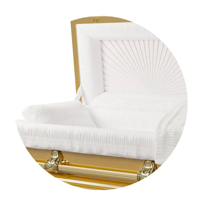 Orion Series | Gold Steel Casket with White Interior