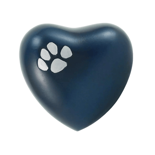 Classic Paw Blue Heart Shaped Pet Urn