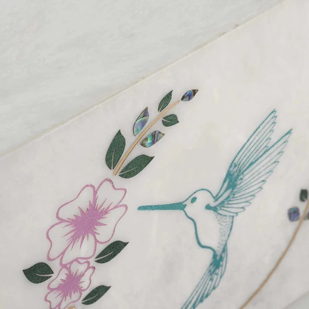 Monumental Memorials Hummingbird Teal White | Titan Casket