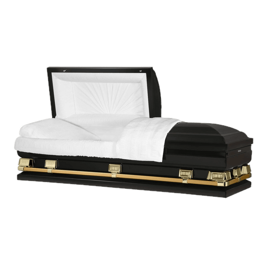 Atlas XL | Black and Gold Steel Oversize Casket with White Interior