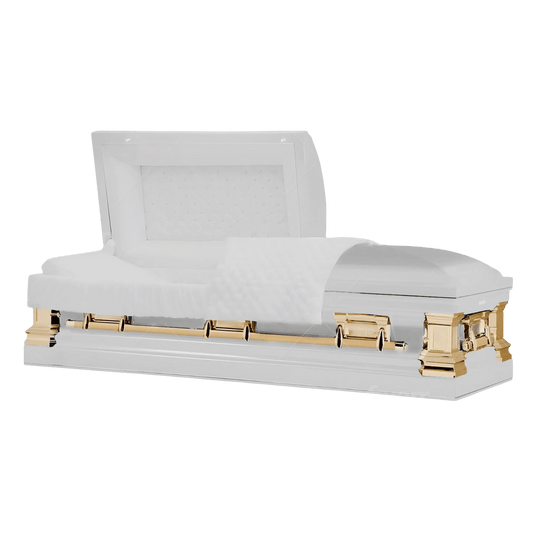 Era Stainless Series | White & Gold Stainless Steel Casket with White Interior