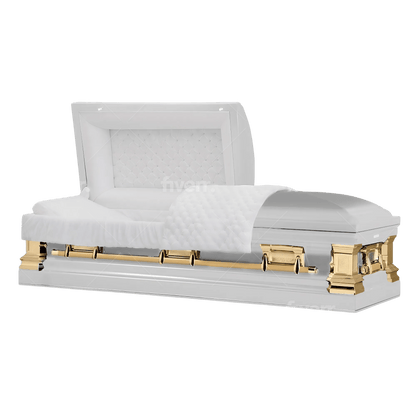 Era Stainless Series | White & Gold Stainless Steel Casket with White Interior