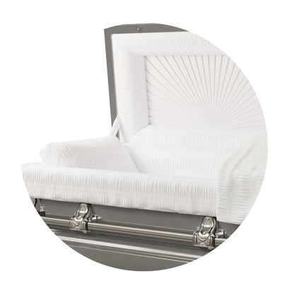 Orion Series | Silver Steel Casket with White Interior