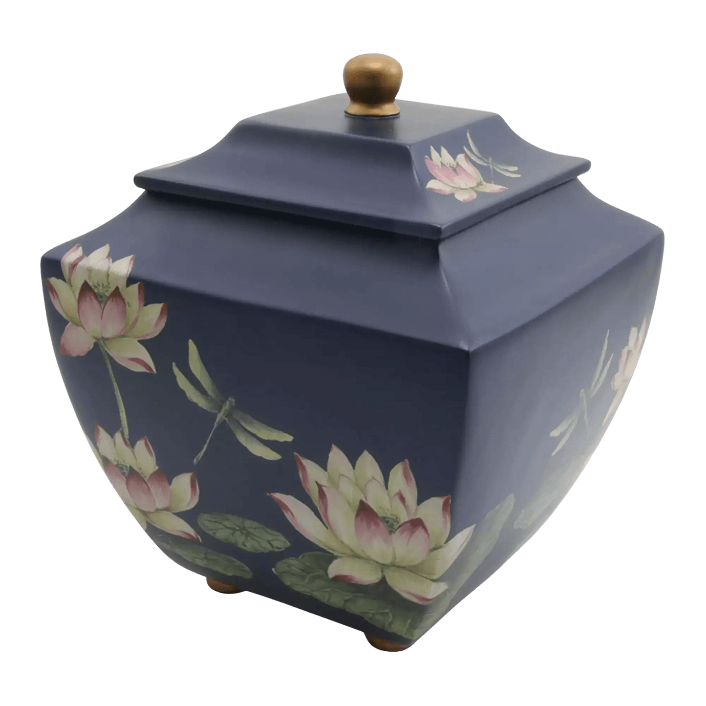 Floral Waterlily Dragonflies Large Adult Urn