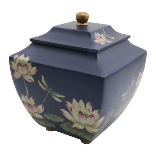 Floral Waterlily Dragonflies Large Adult Urn