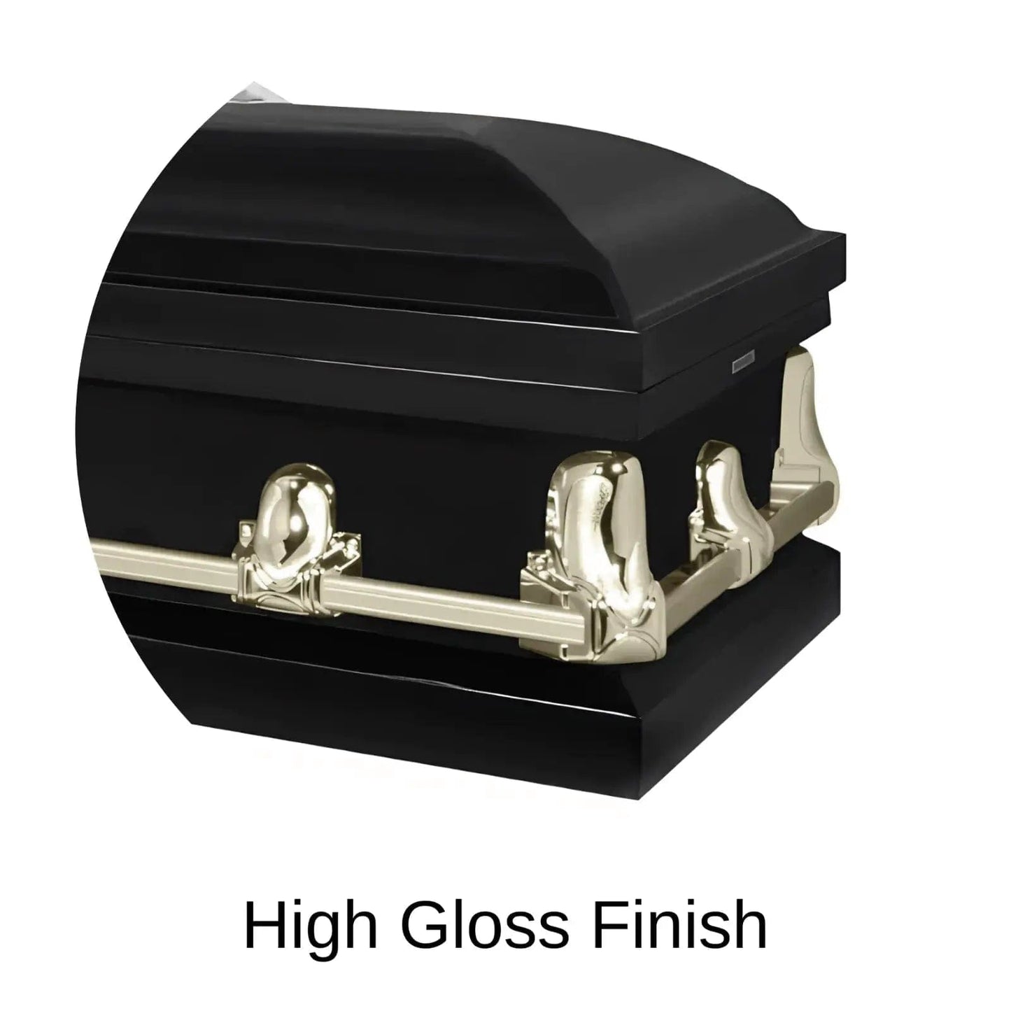 Orion Series | Black & Gold Steel Casket with White Interior