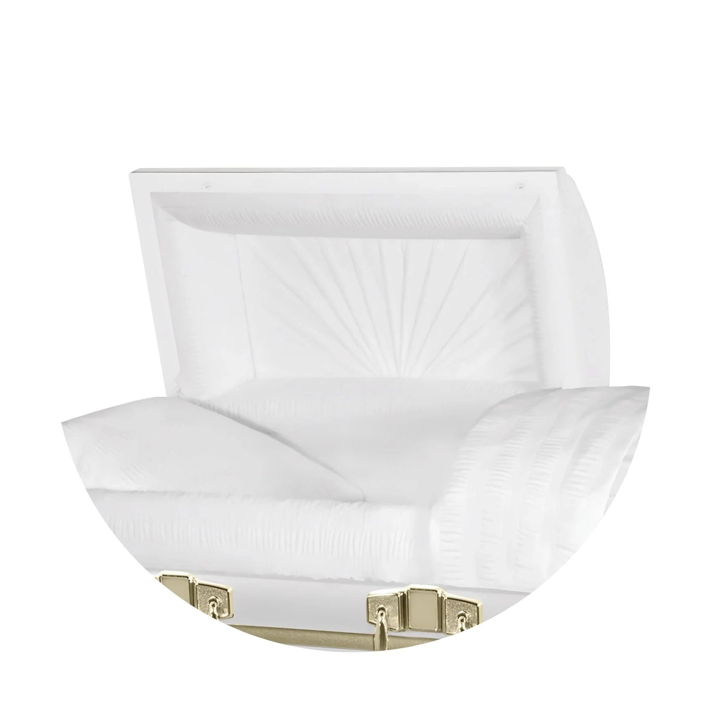 Everest Extra Long 7'2" | White and Gold Steel Oversize Casket with White Interior | 28″, 33″