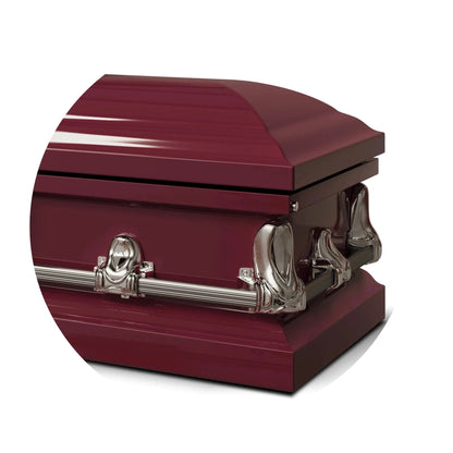Orion Series | Maroon Steel Casket with White Interior