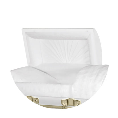 Jupiter XL | White and Gold Steel Oversize Casket with White Interior | 28″, 29″, 33″, 36″