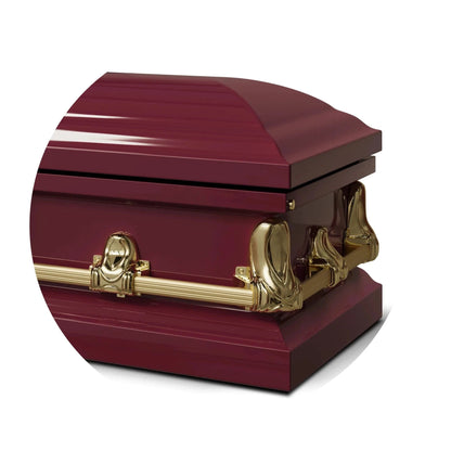Orion Series | Red & Gold Steel Casket with White Interior