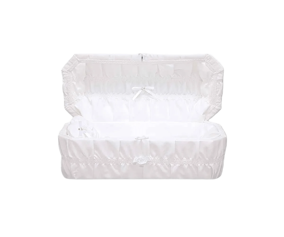 Octagon Cloth-Covered Wood Casket | White Crepe