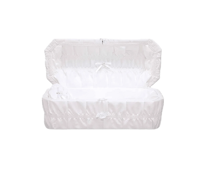 Octagon Cloth-Covered Wood Casket | White Crepe