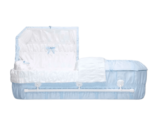 Octagon Cloth-Covered Wood Casket | Blue Crepe