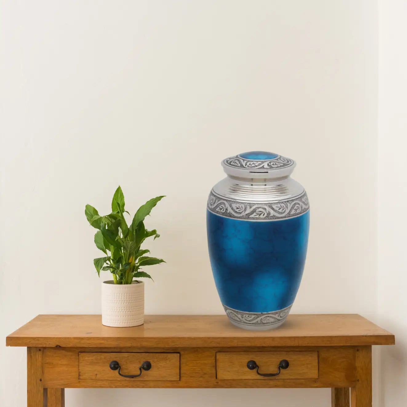 Brass Urn - Blue