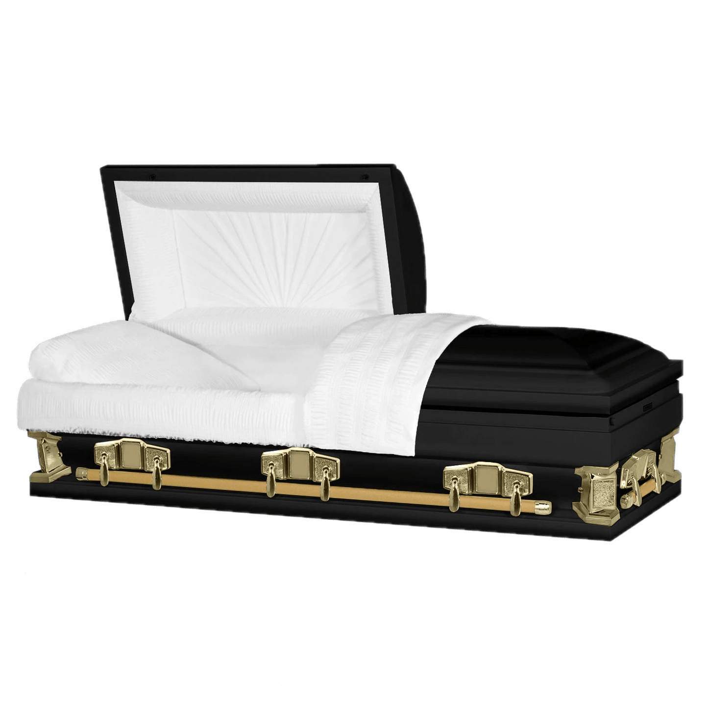Everest Extra Long | Black and Gold Steel Extra Long and Wide Casket | 28", 33"