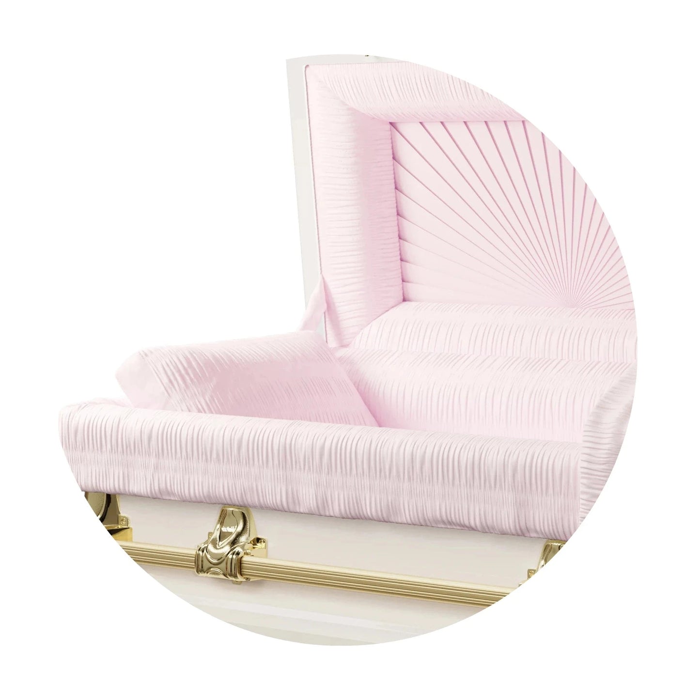 Orion Series | White and Gold Steel Casket with Pink Interior