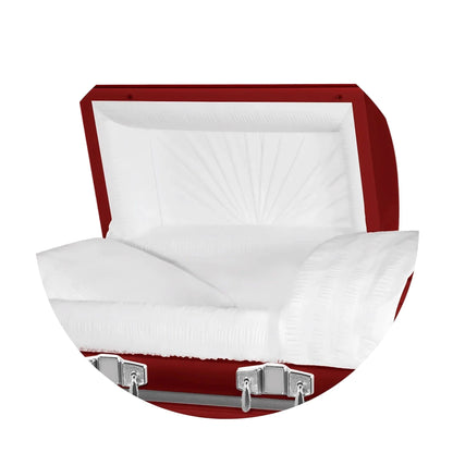 Everest Extra Long 7'2"  | Red Steel Oversize Casket with White Interior | 28", 33"