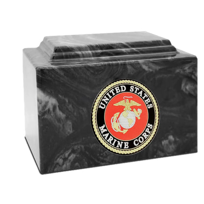 Military Marble Cremation Urn | Marines Black