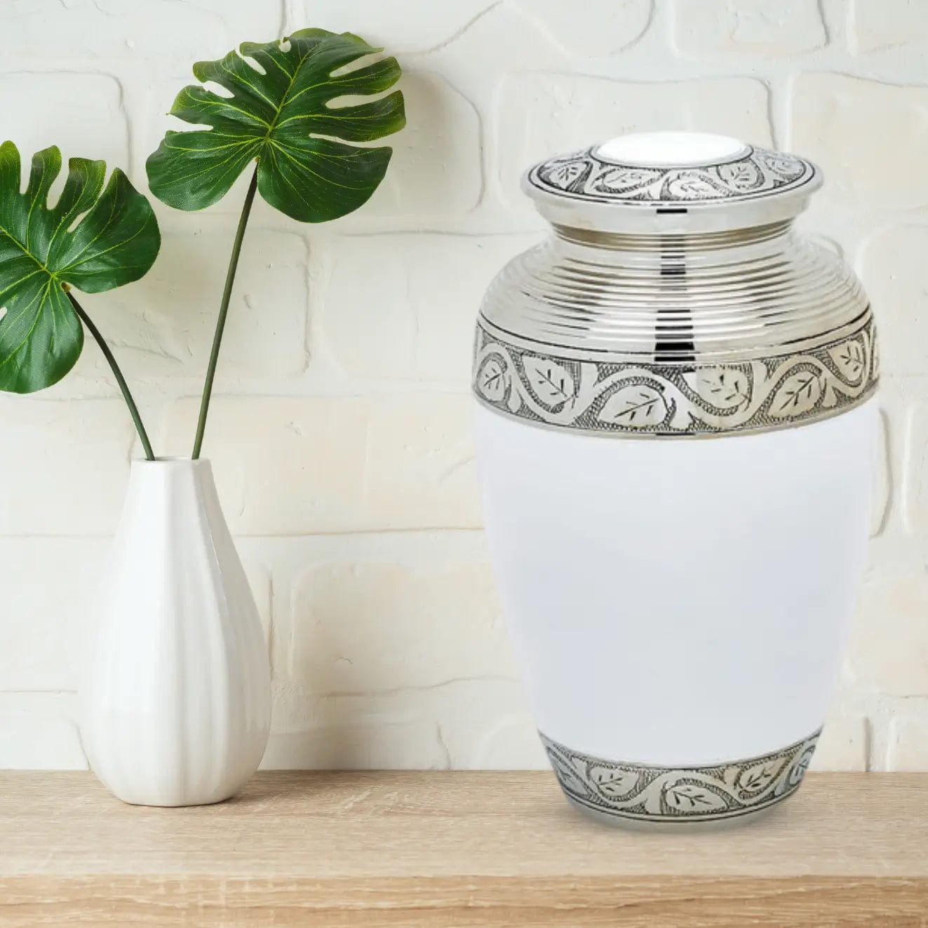 Brass Urn - White