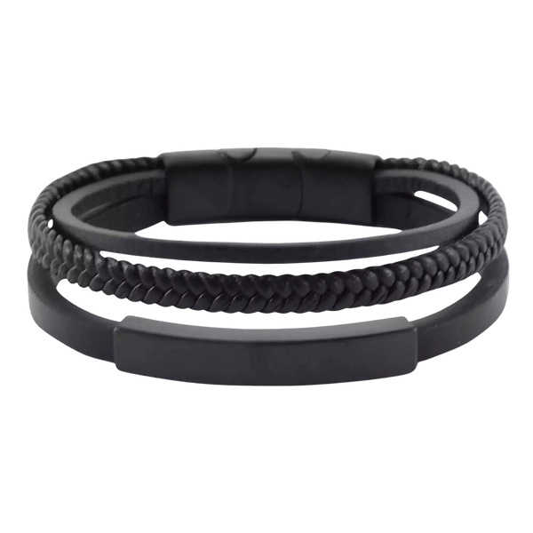 Onyx Black Triple Band Bracelet - Timeless Cremation Jewelry