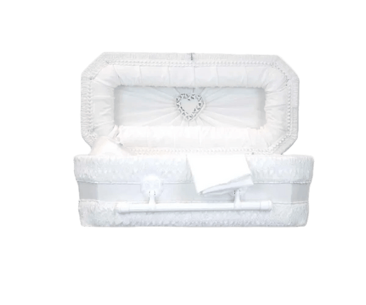 Premium Cloth Covered Wood Casket | White