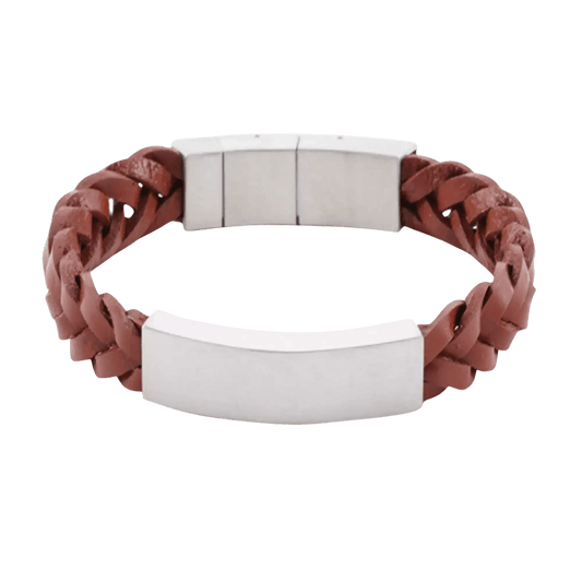 Pewter and Brown Braided Leather Bracelet