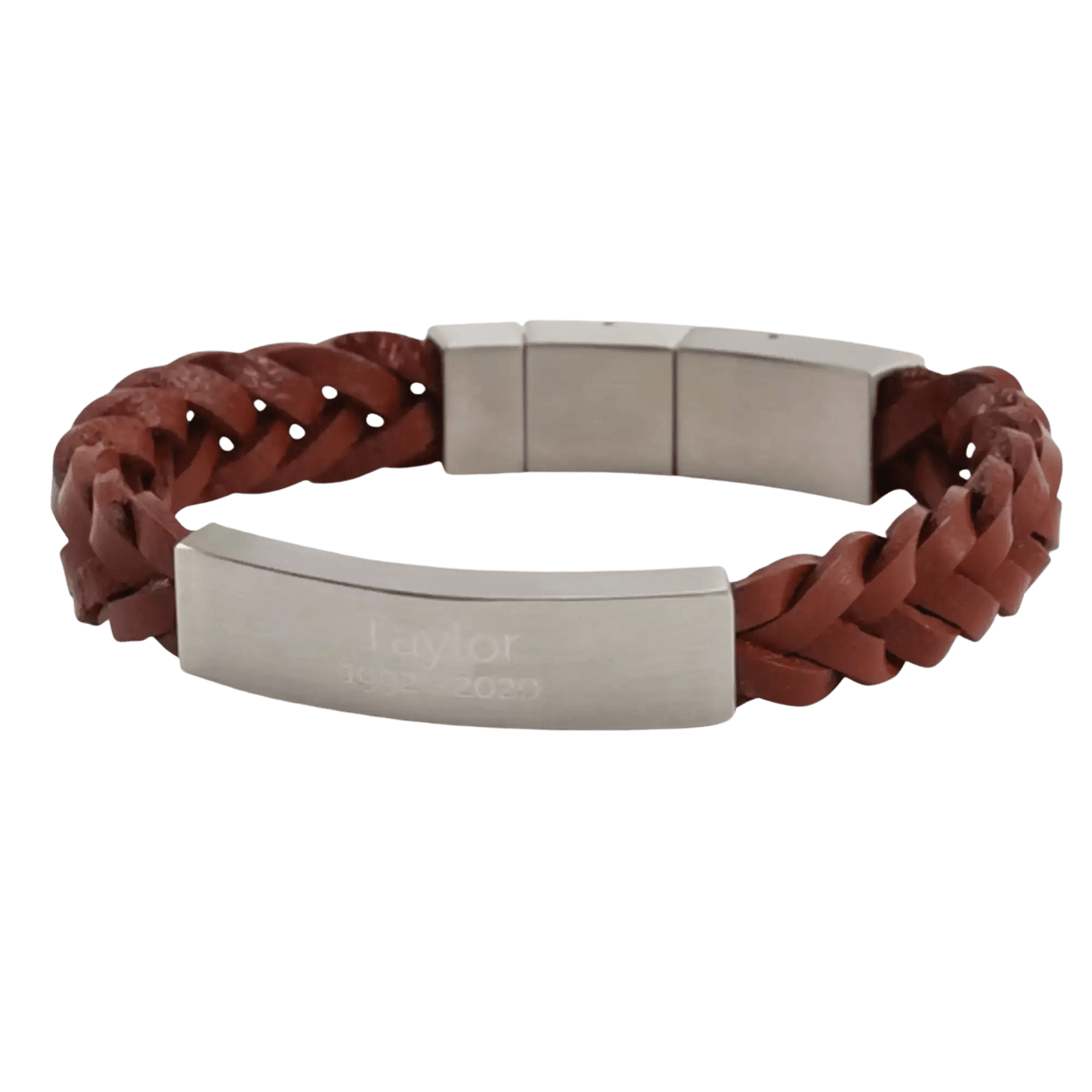 Pewter and Brown Braided Leather Bracelet