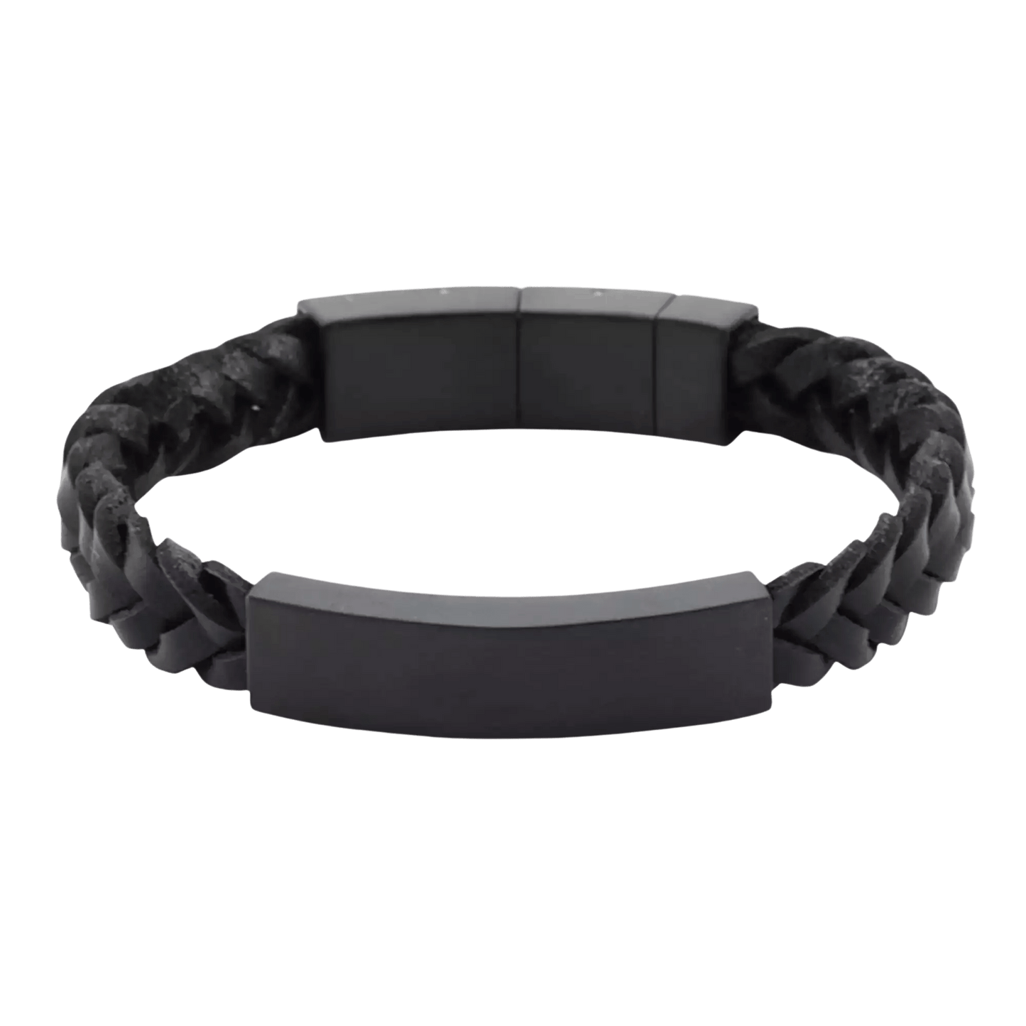 Onyx and Black Braided Leather Bracelet