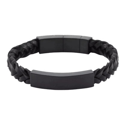 Onyx and Black Braided Leather Bracelet