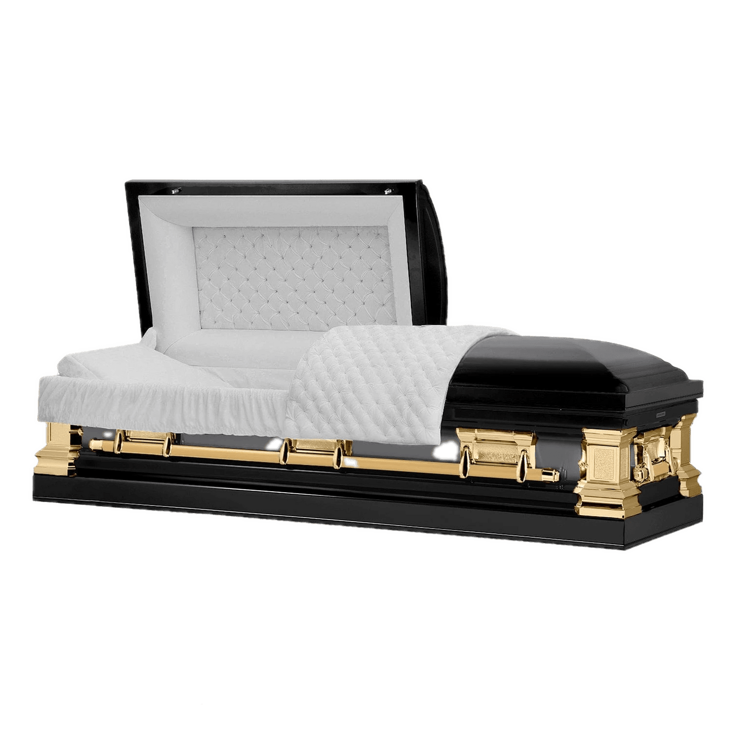 Era Stainless Series | Black and Gold Stainless Steel Casket with White Interior