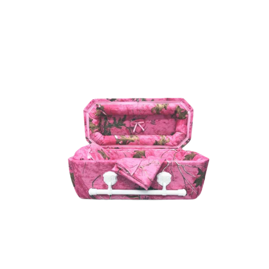 Willow Cloth-Covered Wood Youth Casket | Pink Camo