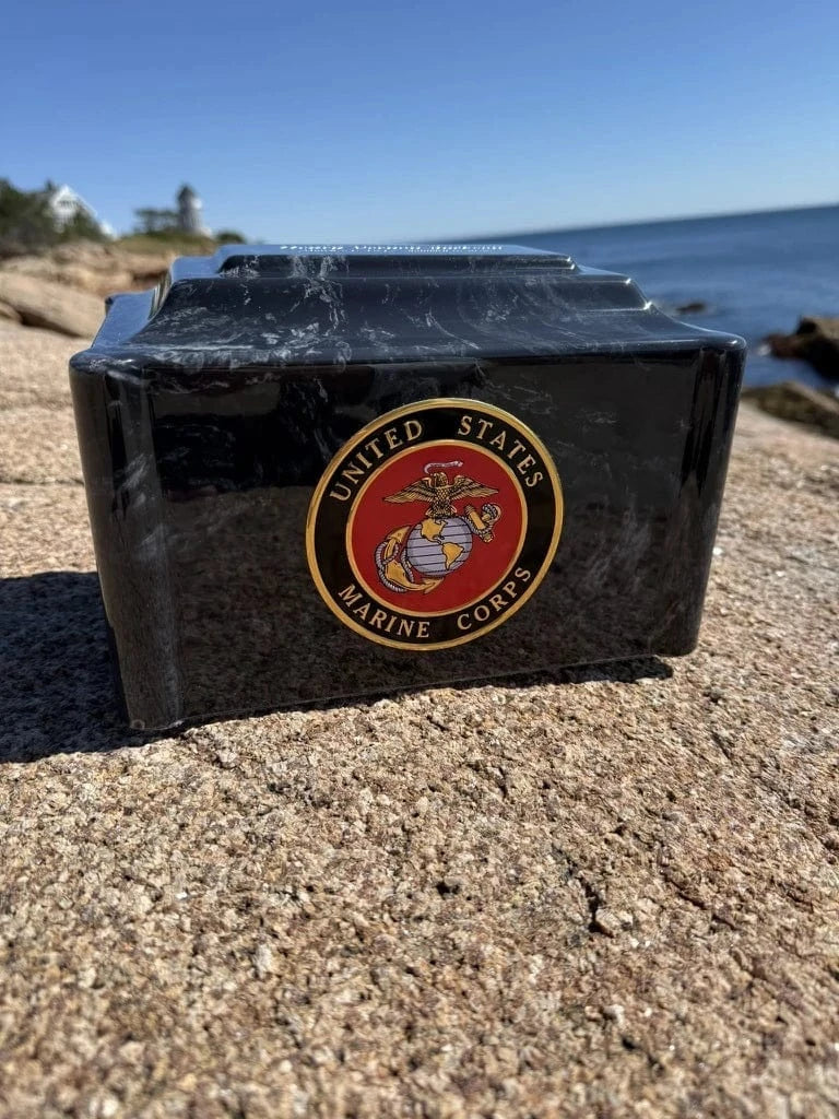 Military Marble Cremation Urn | Marines Black