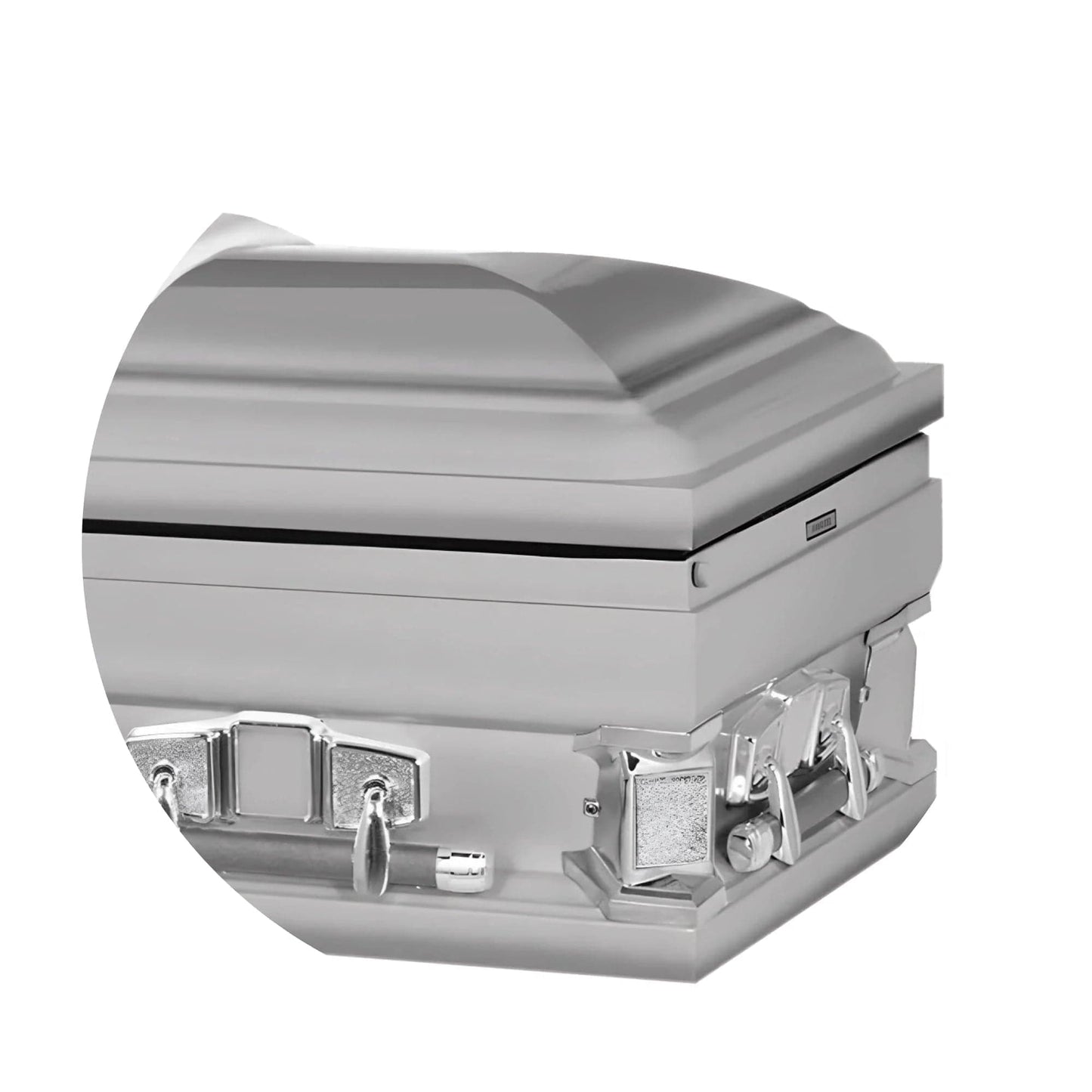 Everest Extra Long 7'2" | Silver Steel Oversize Casket with White Interior | 28", 33"