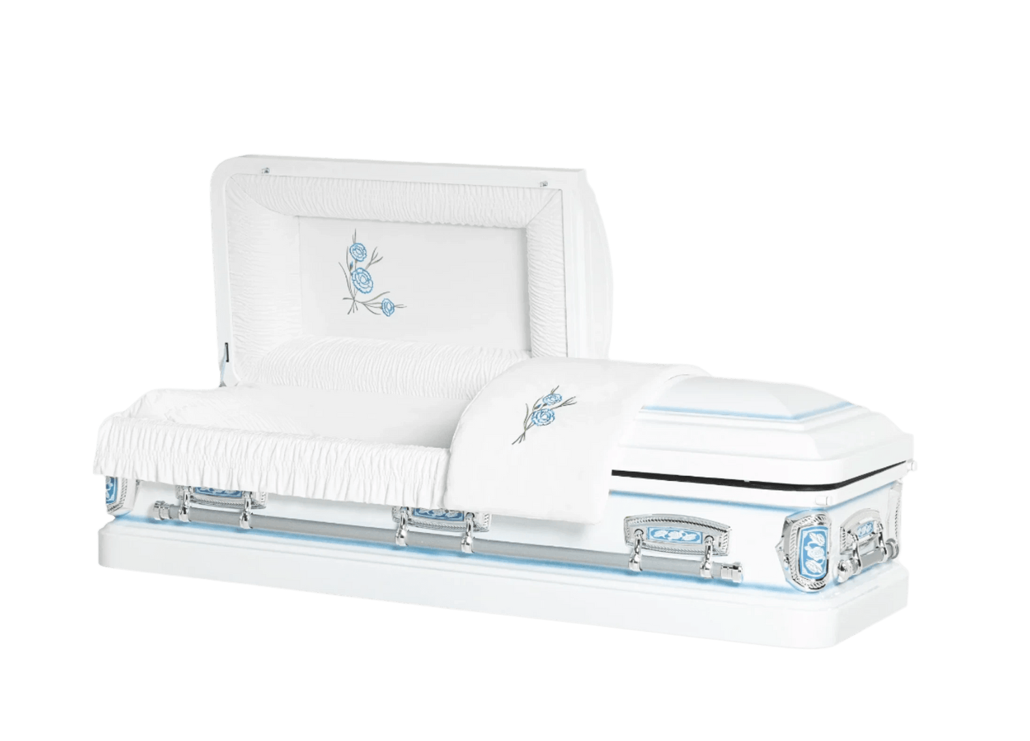 Adams Series | White & Blue Rose Steel Casket