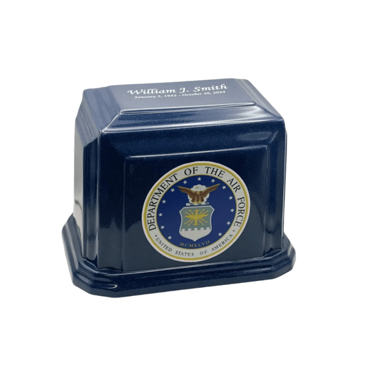 Classic Military Marble Cremation Urn | Air Force Blue