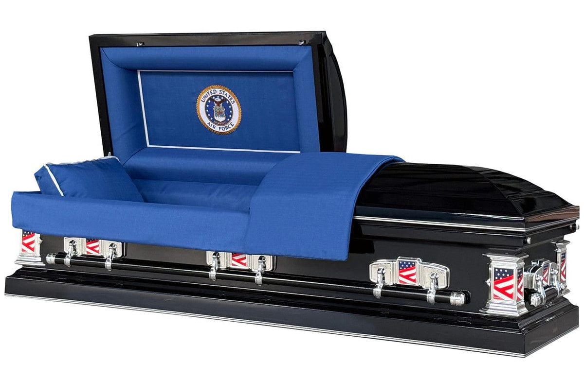 Veteran Guardian | Air Force Dark Blue Steel Casket with Blue Interior