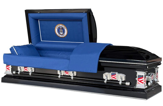Veteran Guardian | Air Force Dark Blue Steel Casket with Blue Interior