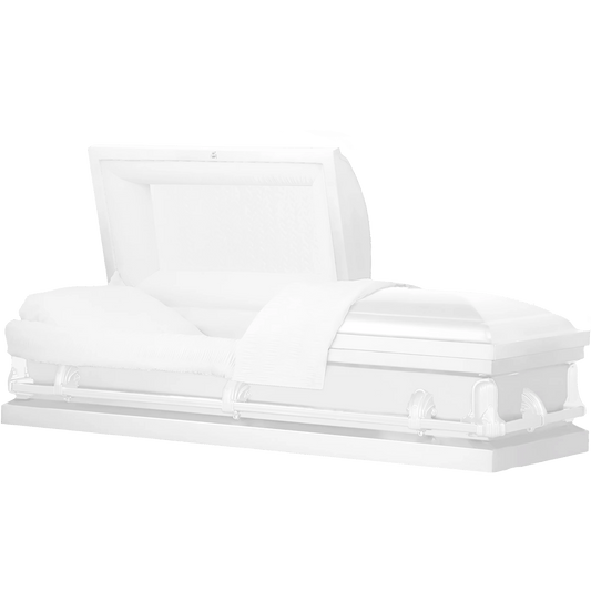 Andover Series | White Steel Casket with White Interior and White Hardware