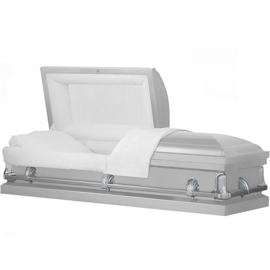 Andover Series | Silver Steel Casket with White Interior