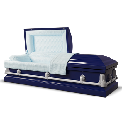 Andover Series | Dark Blue Steel Casket with Light Blue Interior