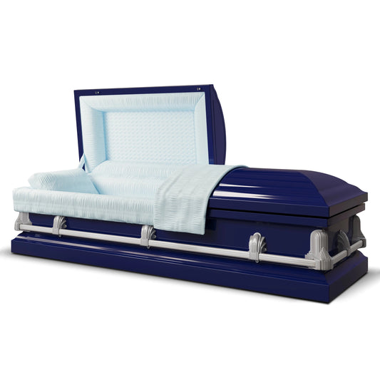 Andover Series | Dark Blue Steel Casket with Light Blue Interior