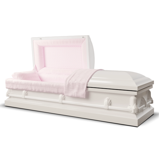 Andover Series | White Steel Casket with Pink Interior