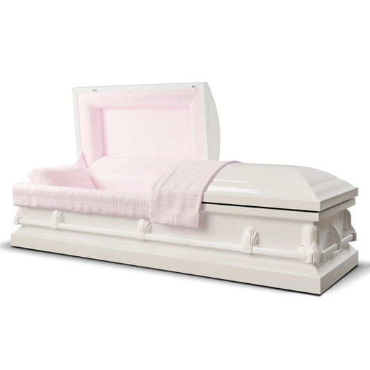 Andover Series | White Steel Casket with Pink Interior