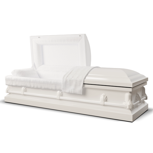 Andover Series | White Steel Casket with White Interior and White Hardware