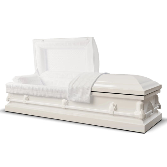 Andover Series | White Steel Casket with White Interior and White Hardware
