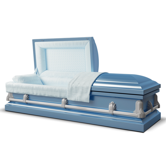 Andover Series | Light Blue Steel Casket with Light Blue Interior